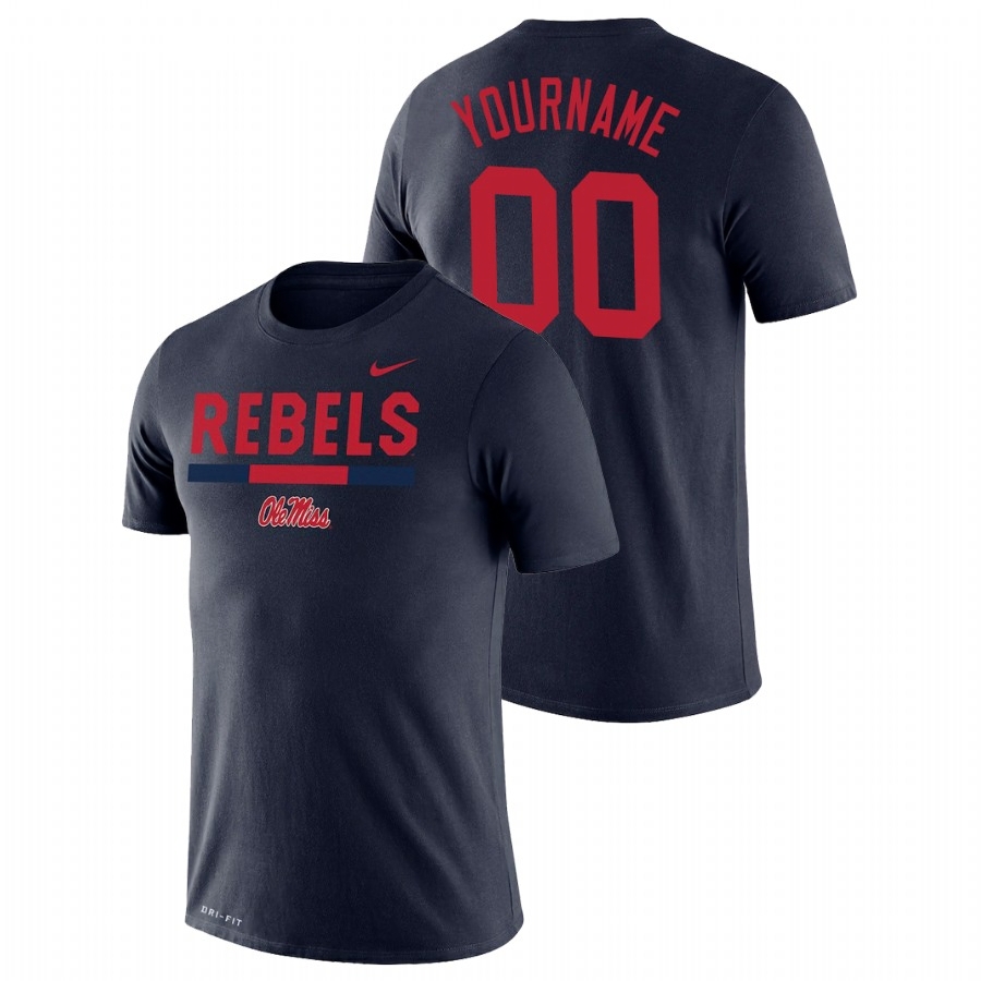 Ole Miss Rebels Men's NCAA Custom #00 Navy Team DNA Legend Performance Nike College Basketball T-Shirt XCV2149UE